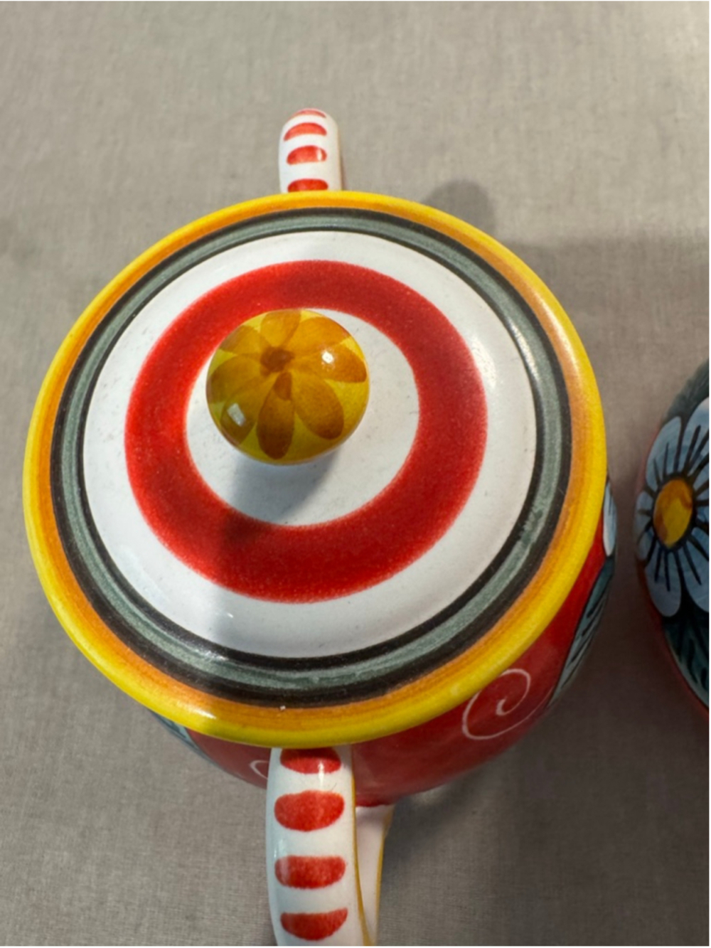 SBERNA DERUTA Red & Yellow Floral Creamer & Sugar Set One Size - Picture 5 of 13